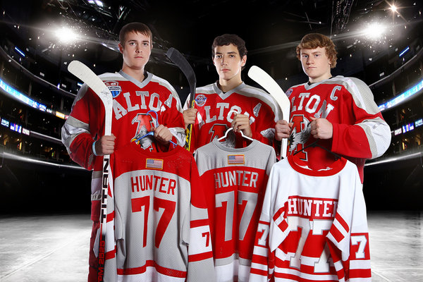 (Left to Right) Tanner St. Peters #76 (Alternate Captain), Mark Vitali #92 (Alternate Captain), Bryce Simon #1 (Captain) ***Zack Hunter #77 Never Forgotten***